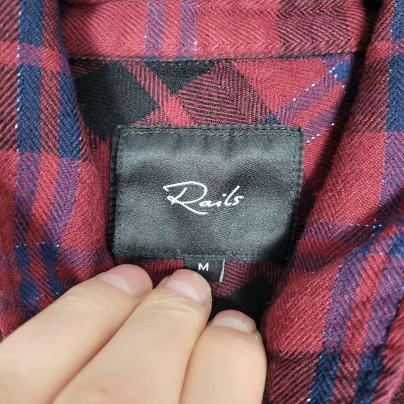 RAILS Hunter Red Plaid Metallic Long Sleeve Collared Button Up Top SIZE MEDIUM - Picture 8 of 10